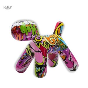 Statue chien déco graffiti colorée et moderne