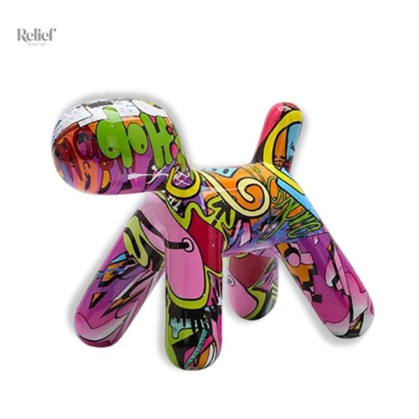Statue chien déco graffiti colorée et moderne