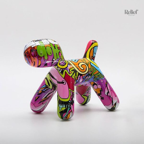 Objet déco original chien en graffitis artistiques