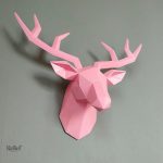 Art mural cerf moderne en papier plié