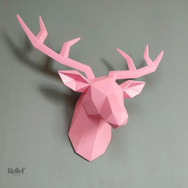 Art mural cerf moderne en papier plié
