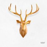 Sculpture décorative murale, motif de cerf doré