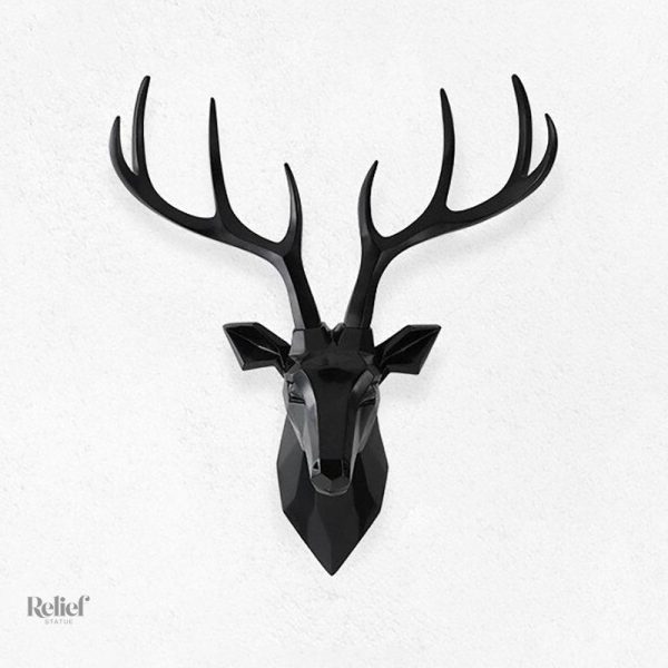Art mural doré, sculpture en forme de cerf stylisé