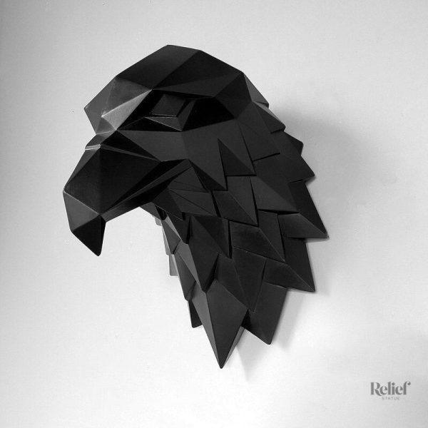 Sculpture noire d'aigle, accent mural audacieux