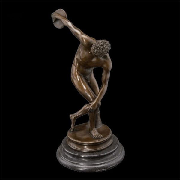 Statue en bronze de 33 cm, représentant un athlète lanceur de disque