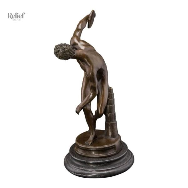 Reproduction de statue classique, Discobole en bronze de 33 cm