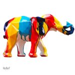 Statue décorative éléphant en style origami contemporain