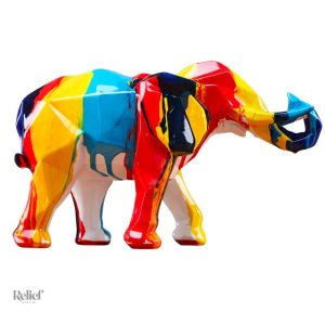 Statue décorative éléphant en style origami contemporain