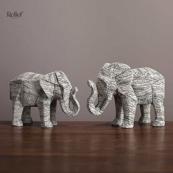 Éléphant en résine, symbole de sagesse et force