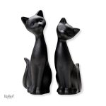 Figurine noire de chat, 22 cm de hauteur, décoration élégante