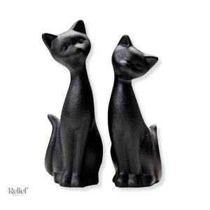 Figurine noire de chat, 22 cm de hauteur, décoration élégante