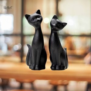 Figurine Chat 22 cm, design sobre et raffiné