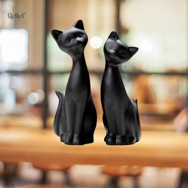 Figurine Chat 22 cm, design sobre et raffiné