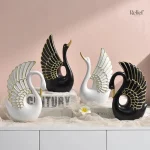 Cygne de 22 cm, petite statue artistique pour collection