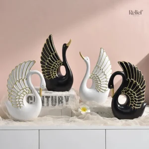 Cygne de 22 cm, petite statue artistique pour collection