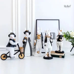 Petite statue de lapin en résine pour décoration