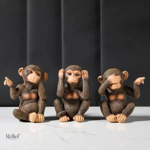 Gorille en résine, symbole de sagesse et d'intelligence