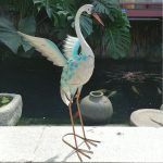 Statue Flamant rose blanche 70 cm pour décoration intérieure