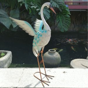 Statue Flamant rose blanche 70 cm pour décoration intérieure