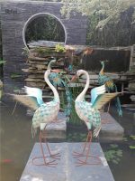 Flamant rose élégant 70 cm, statue décorative en blanc