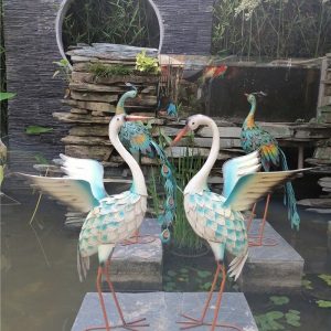 Flamant rose élégant 70 cm, statue décorative en blanc