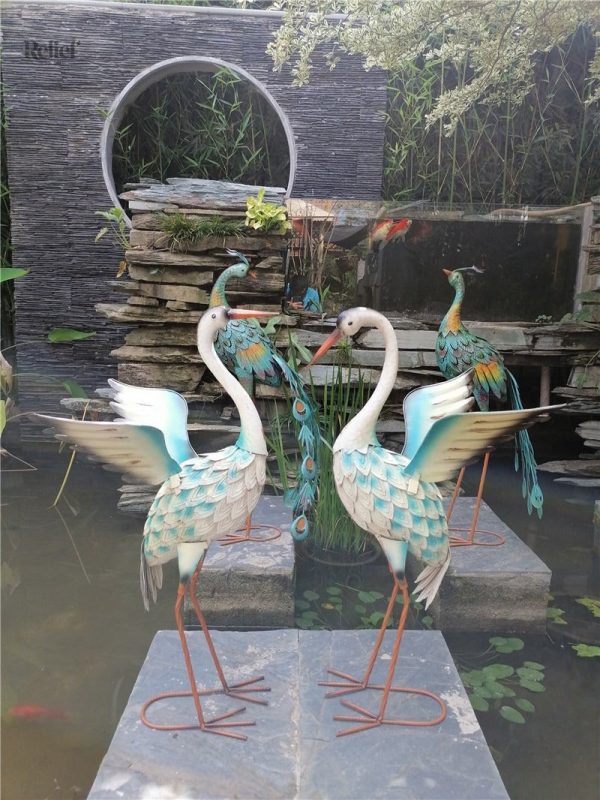 Flamant rose élégant 70 cm, statue décorative en blanc