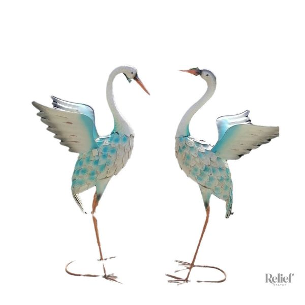 Statue flamant rose 70 cm, design contemporain en blanc
