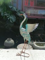 Statue blanche de flamant rose, 70 cm, art décoratif chic