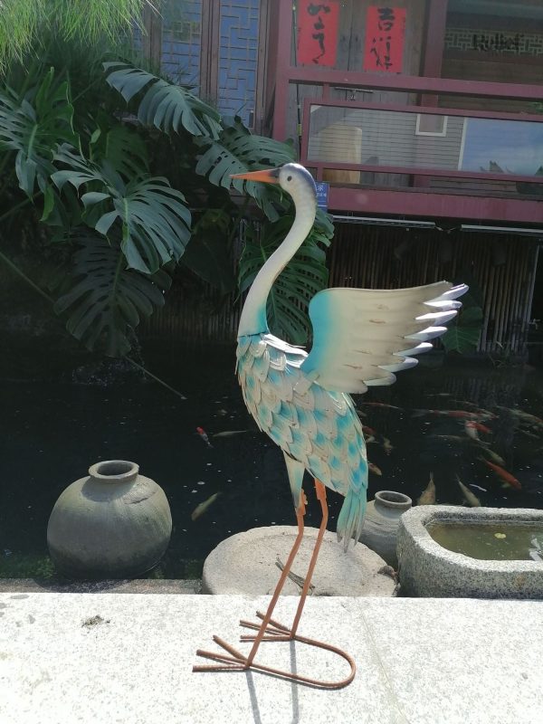 Statue blanche de flamant rose, 70 cm, art décoratif chic