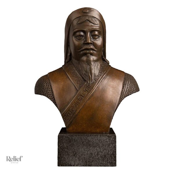 Art en bronze : Genghis Khan, 21 cm de hauteur