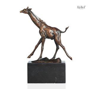 Girafe en bronze véritable 23 cm, sculpture décorative artisanale
