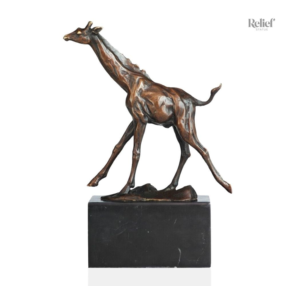 Girafe en bronze véritable 23 cm, sculpture décorative artisanale