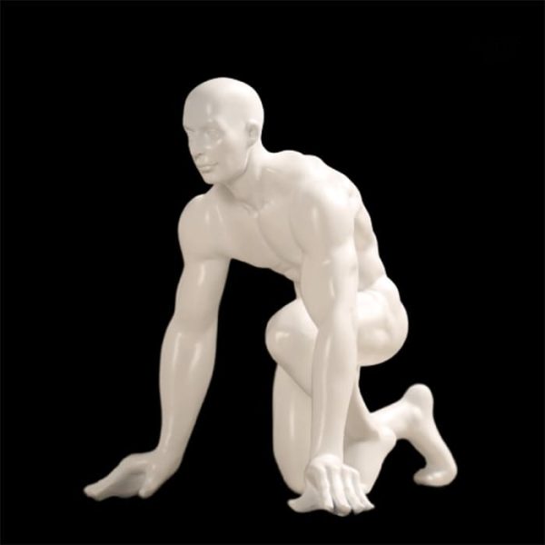 Art contemporain : statue d'un homme nu, thème athlétique