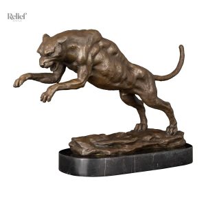 Sculpture en bronze d'un léopard élégant, 23 cm