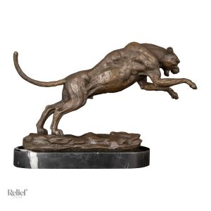Léopard en bronze authentique, 23 cm de hauteur