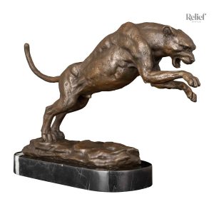Statue léopard en bronze, décoration artistique, 23 cm