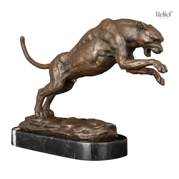 Statue léopard en bronze, décoration artistique, 23 cm