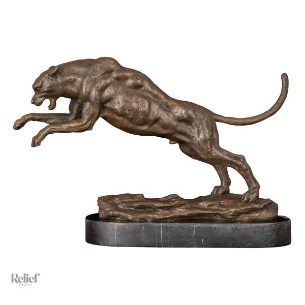 Sculpture léopard en bronze, pièce unique de 23 cm