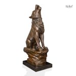 Loup en Bronze véritable, sculpture 47 cm