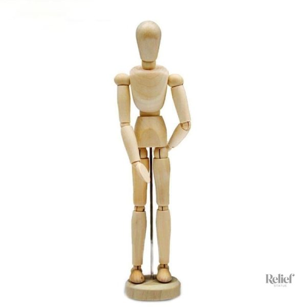 Mannequin décoratif bois, statue articulée pour la maison