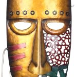 Masque africain décoratif, esprit moderne, 56 cm