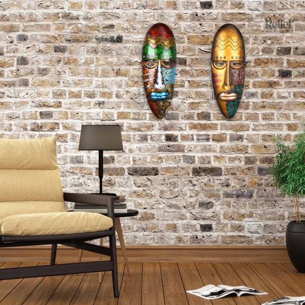 Décor mural africain, masque moderne de 56 cm