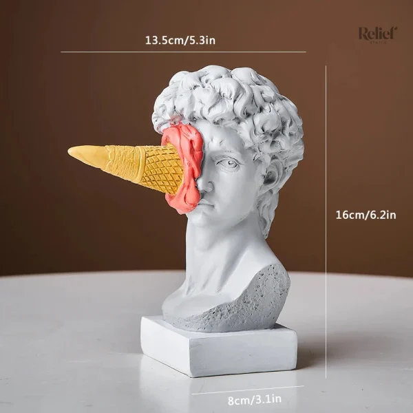 Buste de statue grecque, David moderne, 16 cm