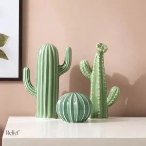 Statue cactus déco en céramique pour intérieur