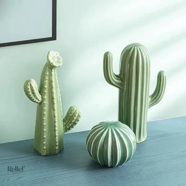 Décoration cactus céramique, style minimaliste