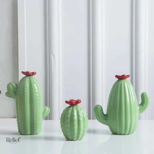 Cactus décoratif moderne en vert, jaune et bleu
