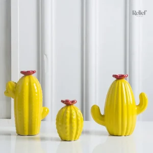Cactus déco vert, jaune, bleu, taille 6 cm, 10 cm, 13 cm