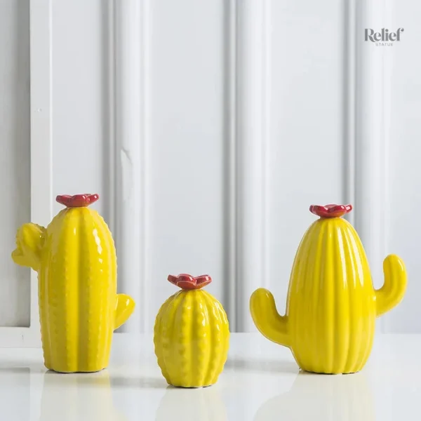 Cactus déco vert, jaune, bleu, taille 6 cm, 10 cm, 13 cm