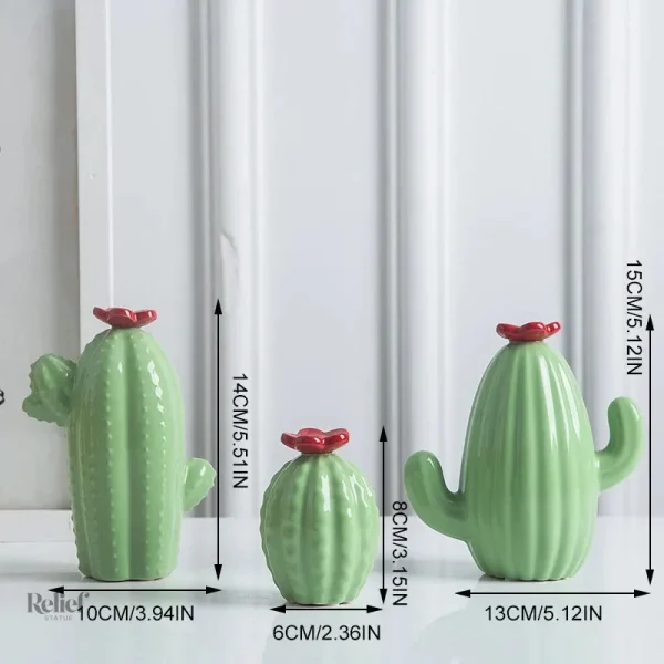 Cactus moderne en pot, set de trois plantes décoratives