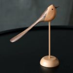 Oiseau en bois design nordique 24 cm, statue décorative